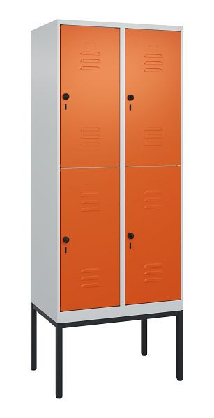 C+P Doppelstöckiger Spind Classic PLUS, Gestell, 2 Abteile, 2120x800x500mm, 7035/2004, Drehriegel, 0803307-22 S10060