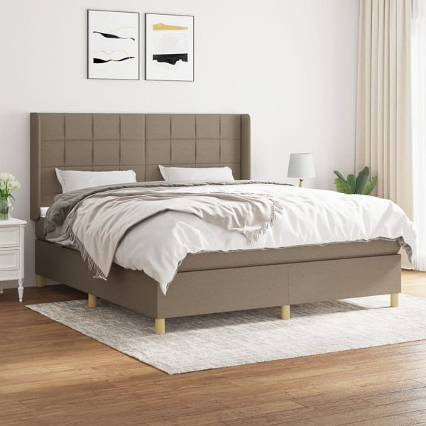 vidaXL Boxspringbett mit Matratze Taupe 160x200 cm Stoff, 3132005