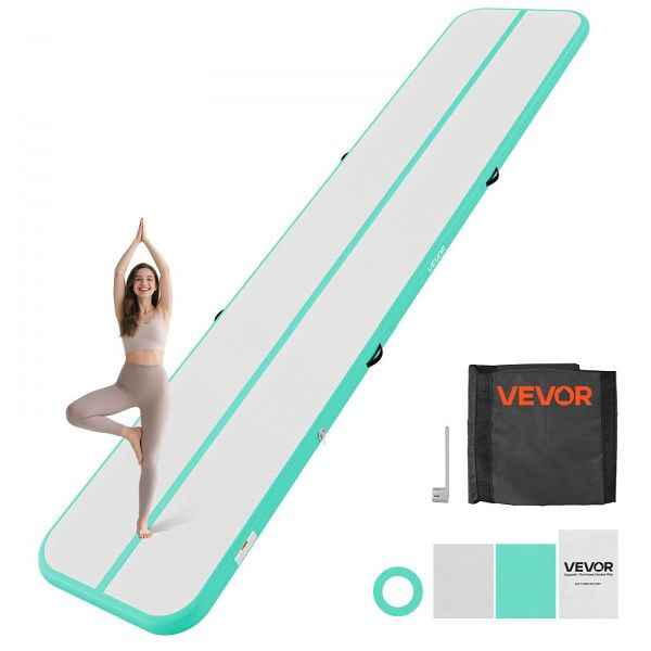 VEVOR Aufblasbare Gymnastikmatte 500x100x10 cm Airtrack, Mintgrün, mit 600-W-Pumpe & Tasche, ZFXKFQD164FT53PEP001V2