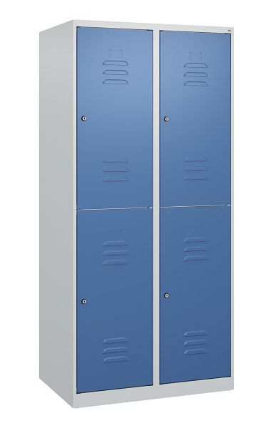 C+P Doppelstöckiger Spind Classic PLUS, 2 Abteile, 1700x800x500mm, 7035/5023, Zylinderschlösser, 0803007-22 S10018