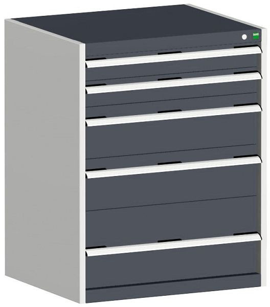 bott cubio Schubladenschrank bestückt mit 5 Schubladen BxTxH: 800 x 750 x 1000 mm, RAL 7035/7016, 40028017.19V