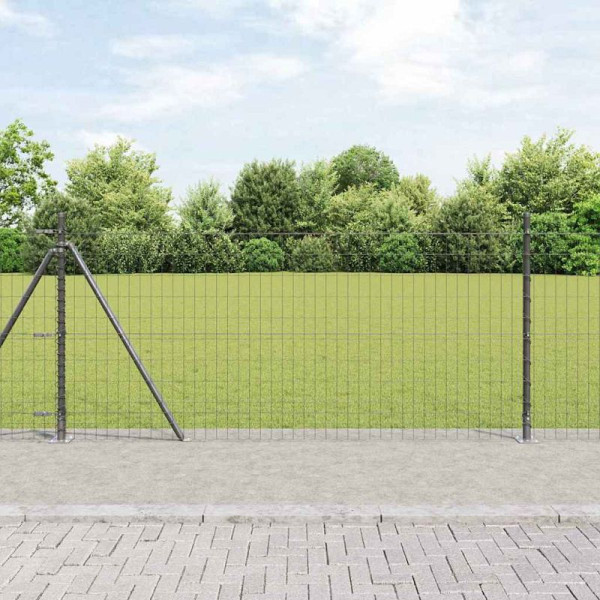 vidaXL Zaun mit Pfosten Grau 0.8 x 10 m Stahl, 3350909