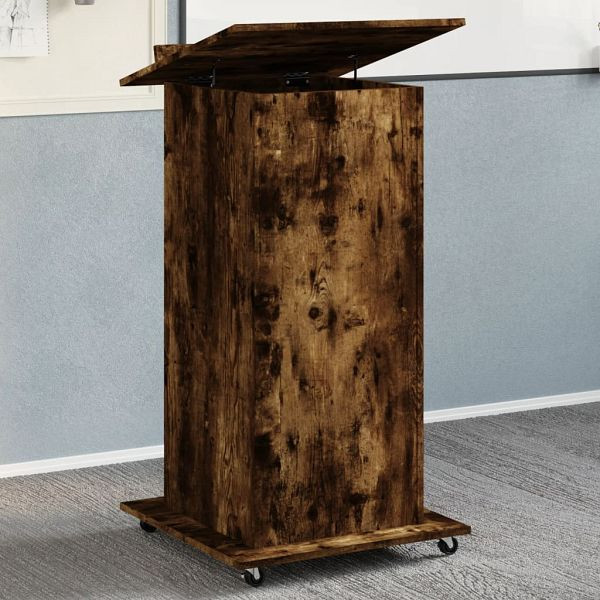 vidaXL Rednerpult mit Rollen & Schublade Räuchereiche 55x55x107 cm, 848028