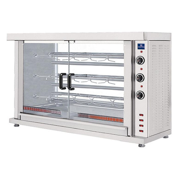 Mastro Elektro-Hähnchengrill mit Beleuchtung, 3 Spieße für 12-15 Hähnchen, AJD0051