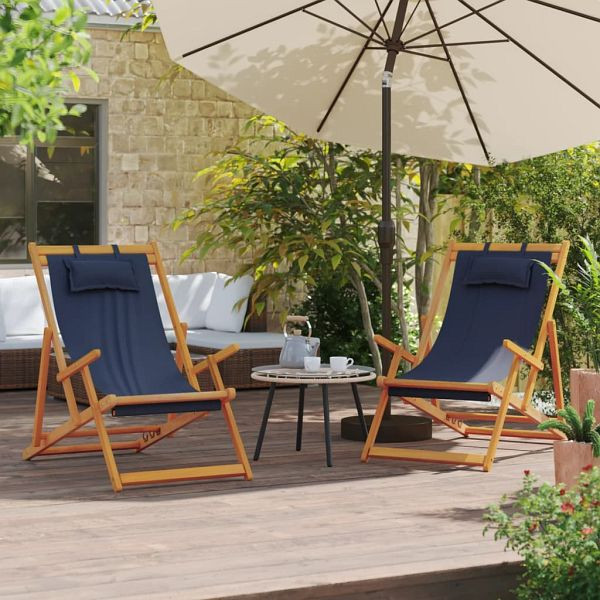 vidaXL Strandstühle 2 Stück Klappbar Blau Stoff, 3214481