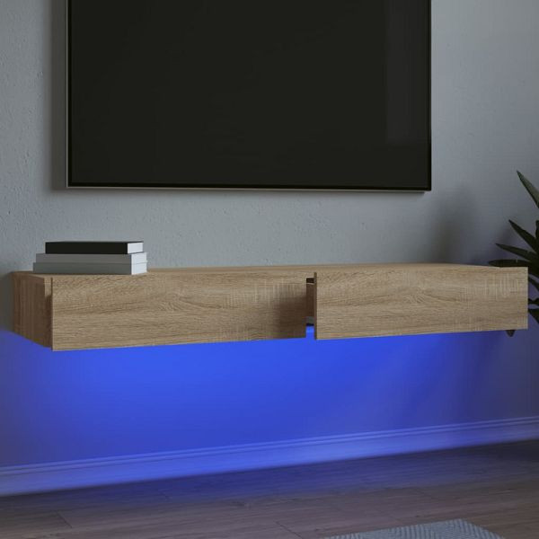 vidaXL TV-Schränke mit LED-Leuchten 2 Stück Sonoma-Eiche 60x35x15,5 cm, 842891