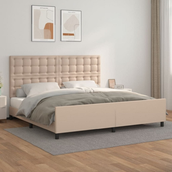 vidaXL Bettgestell mit Kopfteil Cappuccino-Braun 200x200 cm Kunstleder, 3125596