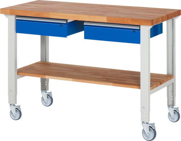 RAU Fahrbare Werkbank (höhenverstellbar) 7002A7, 1500x700x950-1000mm, 4 Lenkrollen, 05-7002A7-157B4H4.11