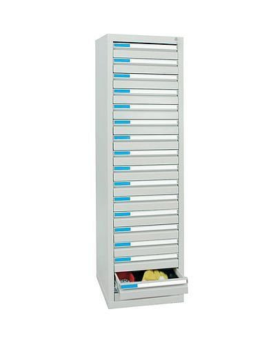 stumpf Schubladenschrank Esta mit 17 Schubladen, grau, B 500 mm, H 1800 mm, 251958