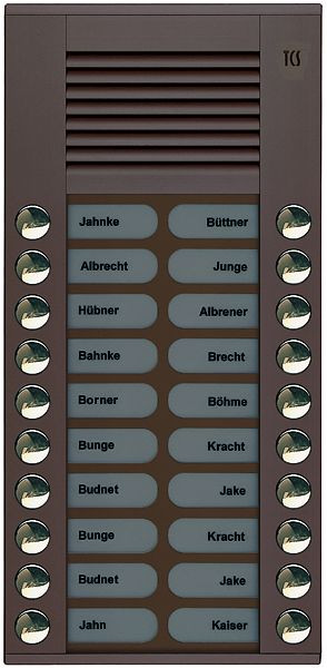 TCS Audio Außenstation Serie PES 20 Klingeltasten (rechts-/ linksbündig), AP bronze, PES20-EB/04