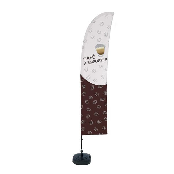 Showdown Displays Beach Flag Budget Wind Komplettset Kaffee To Go Französisch, BFBL-WT21-17-I493