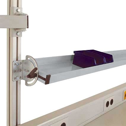 Manuflex Neigbare Ablagekonsole für CANTOLAB und ALU, Nutztiefe 495 mm, für Tischbreite 1500 mm, Alusilber, ZB8313.9006