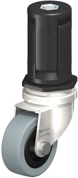 Blickle LRXA-VPA 50G-EXR05 Edelstahl-Apparate-Lenkrolle mit Expander, Vollgummi, Grau, 856420