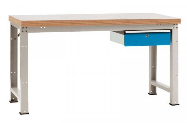Manuflex Komplett-Werkbank Grund PROFI Standard mit Multiplex-Platte, BxTxH = 1500 x 700 x 840 mm, Lichtblau, WP5404.5012