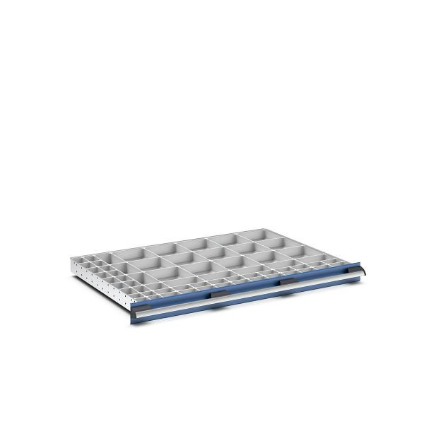 bott cubio Sortiment mit 64 Boxen, BxTxH: 1050x750x50mm, Kunststoff / RAL 7035, 43020811