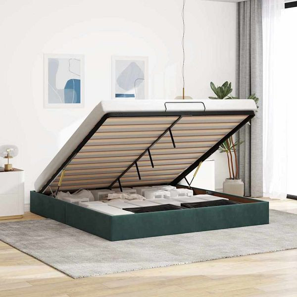 vidaXL Ottoman-Bett ohne Matratze Dunkelgrün 180x200 cm Samt, 3310982