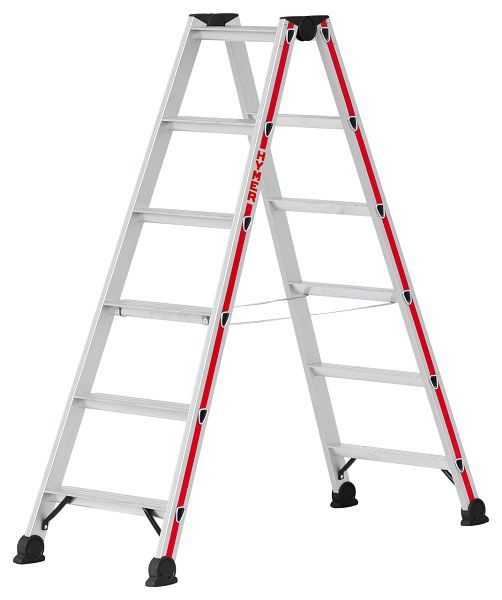 HYMER Stufenstehleiter, beidseitig begehbar, 2x6 Stufen, Länge 1,53 m, Standhöhe: 0,88 m, 402412