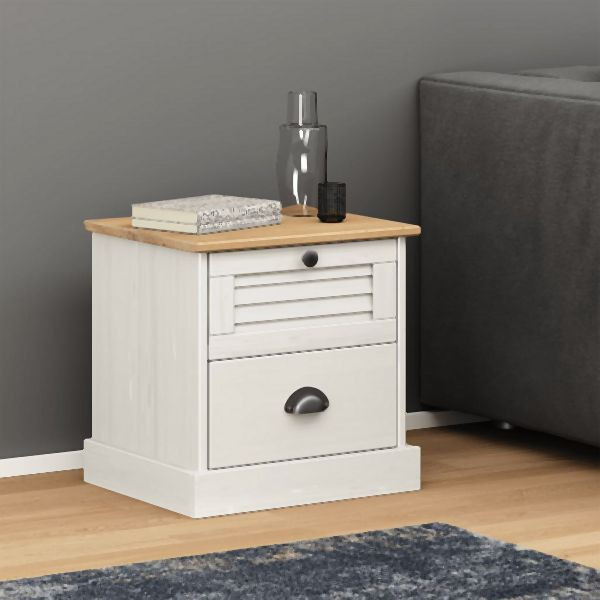 vidaXL Nachttisch VIGO Weiß 42x35x42 cm Massivholz Kiefer, 353158
