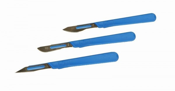 Bochem Skalpell für leichte Beanspruchung, nicht steril, L=150mm, Griff blau, Typ 1, 12640