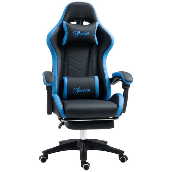 Vinsetto Bürostuhl, Gamingstuhl, 1 Kopfstütze, 1 Lendenstütze, Blau + Schwarz, 921-618V01BK