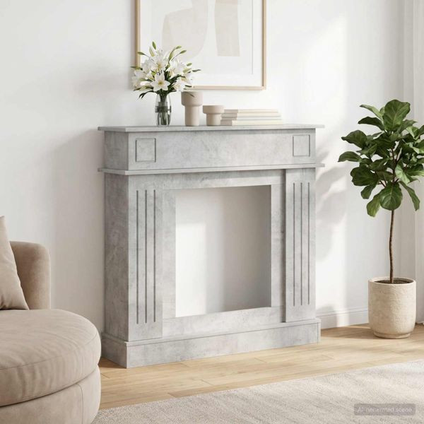 vidaXL Kaminumrandung Betongrau 102 x 26 x 100 cm Holzwerkstoff, 8006645
