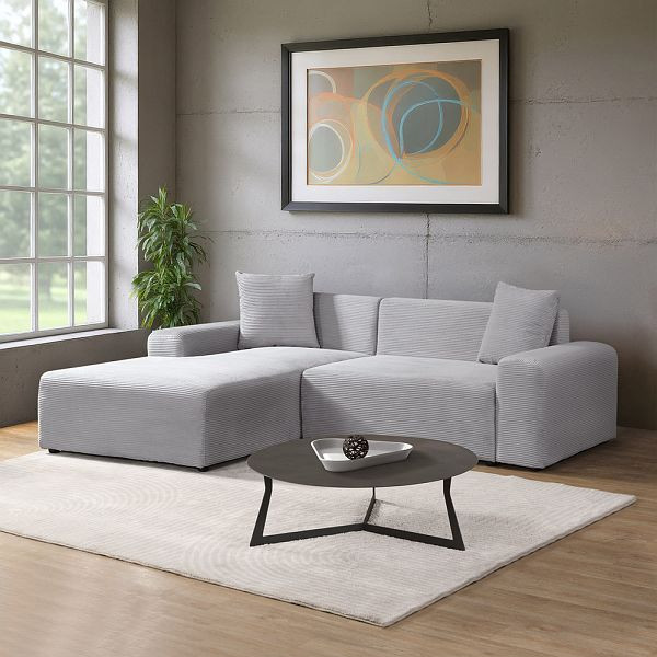 HOME DELUXE Ecksofa AMELIO Cord Grau Links, 240 x 178 cm, 73924