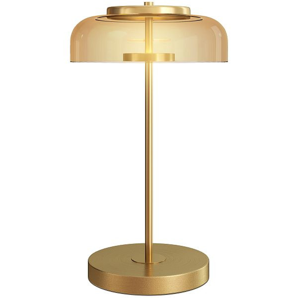 HOMCOM Tischlampe Tischleuchte mit warmem LED-Licht, Metallsockel, bernsteinfarbenem Glasschirm, Ø23 x 40H cm, Gold, B31-582V90GD
