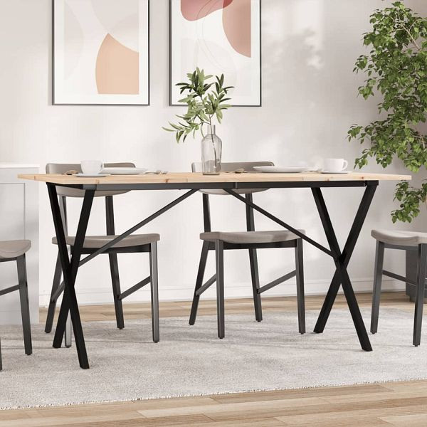 vidaXL Esstisch X-Gestell 160x80x75 cm Massivholz Kiefer und Gusseisen, 3282699