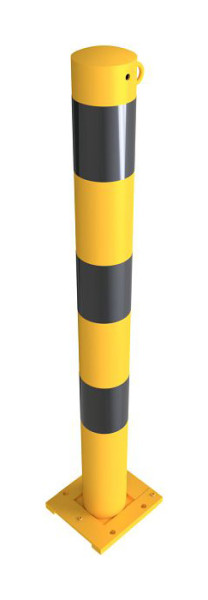 Schake Absperrpfosten Stahlrohr Ø 89 x 2,9 mm lösbar, abnehmbar gelb / schwarz, mit 1 Öse, 489APBG+1