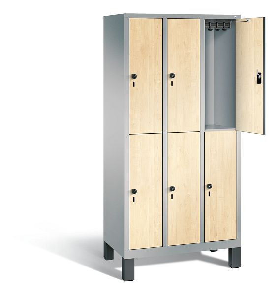 C+P Spind doppelstöckig Evolo, H1850xB900xT500mm, Farbe: Weißaluminium / Dekor Donau-Ahorn, 48310-30 S10462