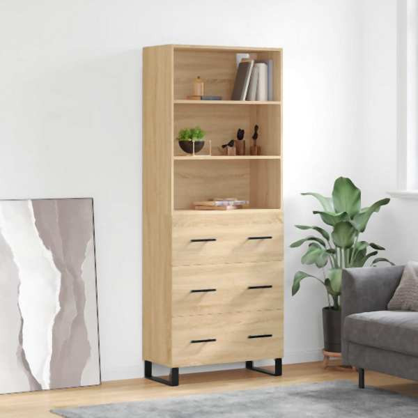 vidaXL Highboard Sonoma-Eiche 69,5x34x180 cm Holzwerkstoff, 3189408