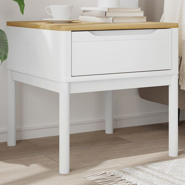 vidaXL Lampentisch FLORO Weiß 55x55x54 cm Massivholz Kiefer, 374027