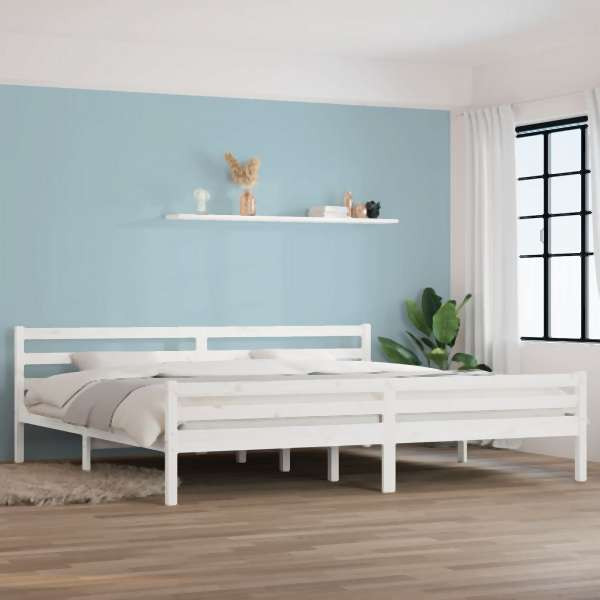 vidaXL Massivholzbett Weiß 180x200 cm, 814835, 8720286997802