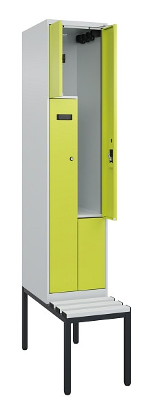 C+P Z-Spind Evolo PLUS, Bank, 2 Fächer, 2120x400x815mm, 7035/0024, Zylinderschloss, Sitzfläche Kunststoff, Sitzbank, 0490537-122 S10096