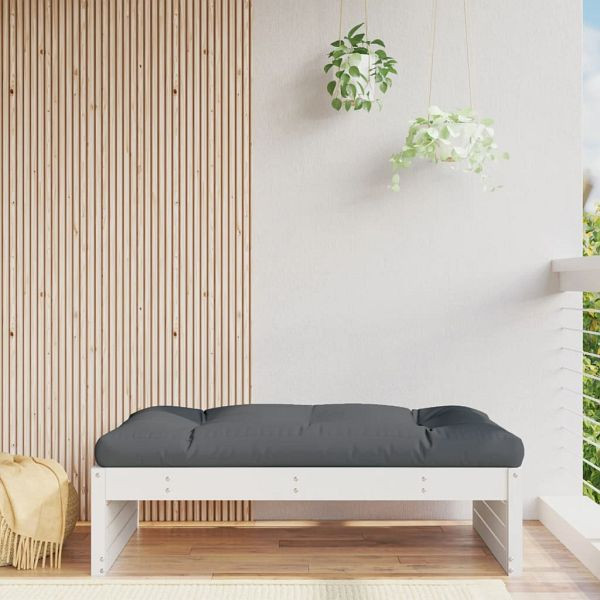 vidaXL Gartenhocker Weiß 120x80 cm Massivholz Kiefer, 825766