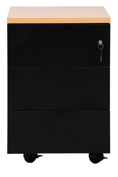 Gürkan Container, 60 x 40 x 62 cm, Schwarz, Buche, 3 Schubladen, MPS/P.3, 100582