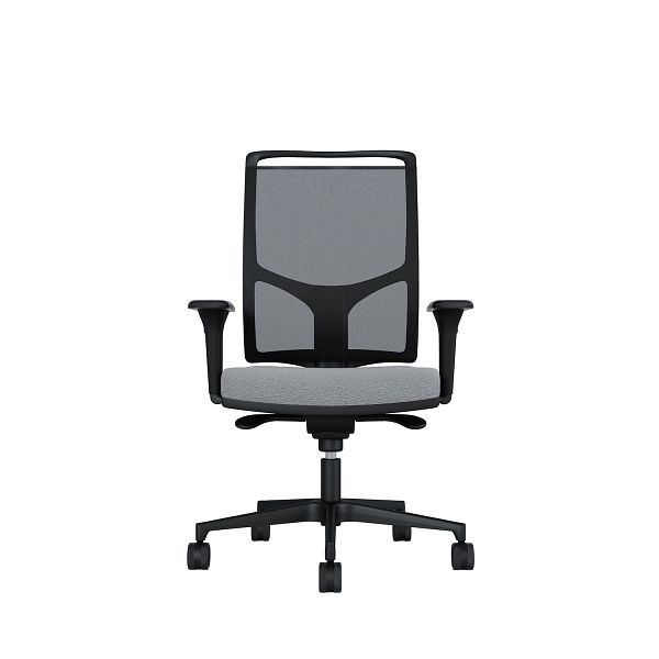 Bisley Bürodrehstuhl Zed, Schwarzes Kunststoff, Höhenverstellbare Armlehnen, Fußkreuz und Armlehnen aus Kunststoff, NE0015 hellgrau, ZEDKSLSNE0015