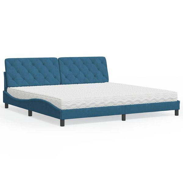 vidaXL Bett mit Matratze Blau 200x200 cm Samt, 3208680, 8721012351639