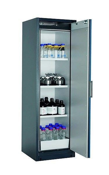 asecos Sicherheitsschrank Q-CLASSIC-90, Q90.195.060.R in enzianblau RAL 5010 mit 3x Fachboden (Stahlblech), 30073-047-33407