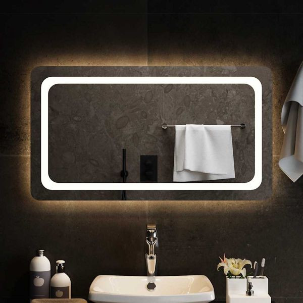 vidaXL LED-Badspiegel 90x50 cm, 151789, 8720286877135