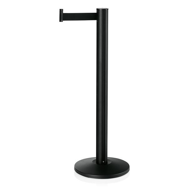 WAS Abgrenzungspfosten Joinflex mit Gurtband schwarz, 3 m, Edelstahl, schwarz pulverbeschichtet, 1214634