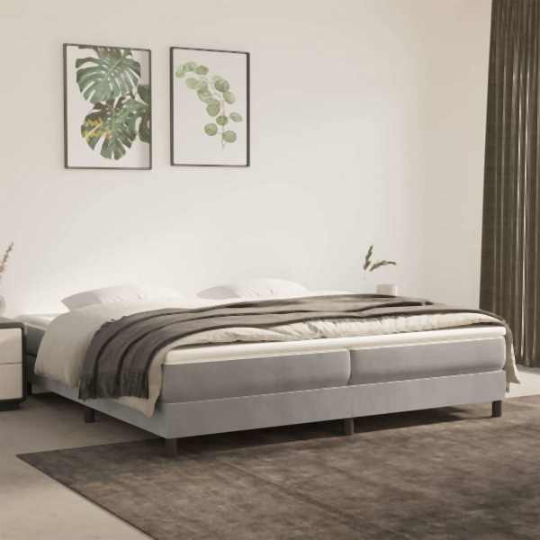 vidaXL Boxspringbett mit Matratze Hellgrau 200x200 cm Samt, 3144351