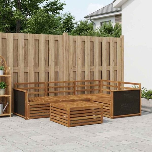 vidaXL Outdoor-Sofagarnitur 5-teilig Natur 79 x 79 x 37 cm, 3383312