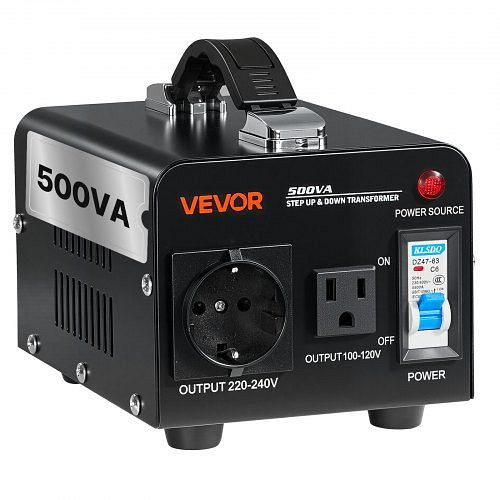 VEVOR 500VA Spannungswandler, 110V/220V Konverter, US/EU Steckdose, inkl. Netzkabel & Schutzschalter, SXDYZHQSD110XIR7Z001V2