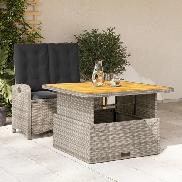 vidaXL 2-tlg. Garten-Essgruppe mit Kissen Grau Poly Rattan, 3277343