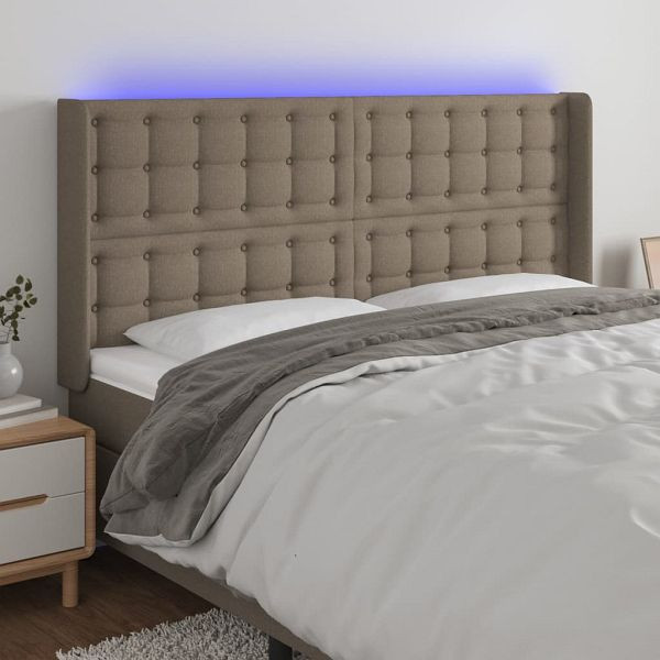vidaXL LED Kopfteil Taupe 203x16x118/128 cm Stoff, 3124508