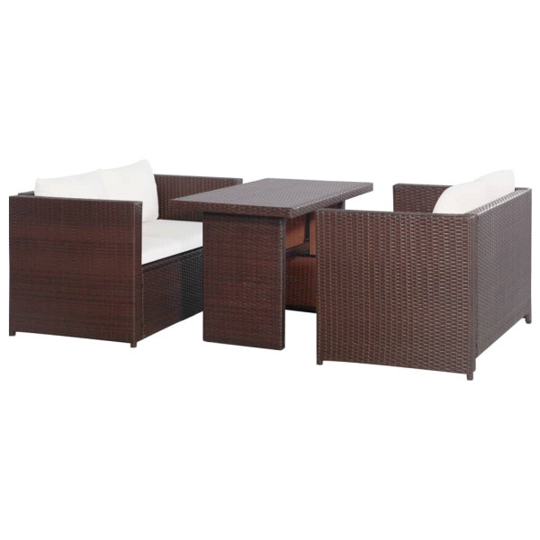vidaXL 3-tlg. Bistro-Set mit Auflagen Poly Rattan Braun, 43914