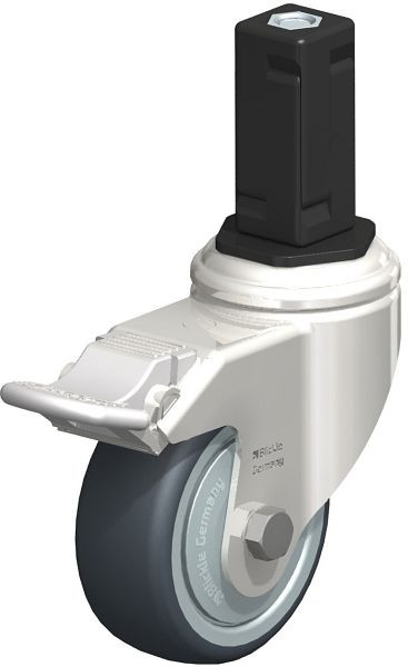 Blickle LKRXA-TPA 80KD-11-FI-FK-EXV14 Edelstahl-Apparate-Lenkrolle mit Expander & Feststeller, Thermoplastisches Gummi-Elastomer, Grau, 853136