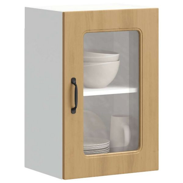 vidaXL Küchen-Hängeschrank mit Glastür Artisan-Eiche Holzwerkstoff, 853536