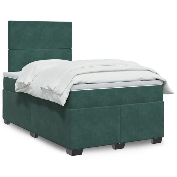 vidaXL Boxspringbett mit Matratze Dunkelgrün 120x190 cm Samt, 3290855
